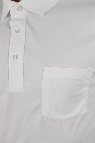 Erkek Polo Yaka Cepli Pamuklu Regular Fit Tişört 2510-BEYAZ