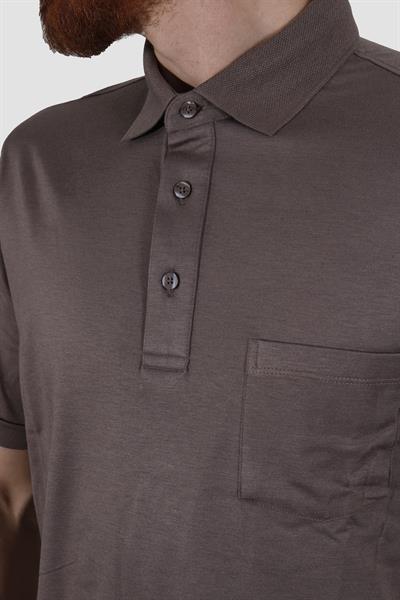 Erkek Polo Yaka Cepli Pamuklu Regular Fit Tişört 2510-KAHVE