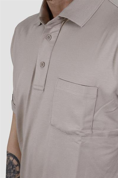 Erkek Polo Yaka Cepli Pamuklu Regular Fit Tişört 2510-BEJ