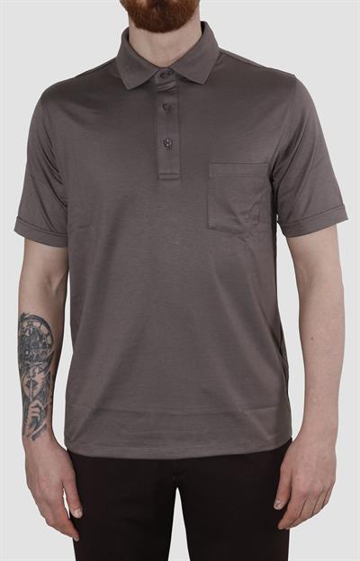 Erkek Polo Yaka Cepli Pamuklu Regular Fit Tişört 2510-KAHVE