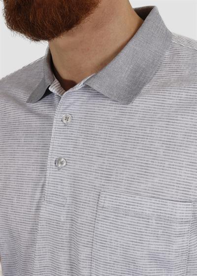 Erkek Polo Yaka Cepli Regular Fit Pamuklu Tişört 2514-GRİ