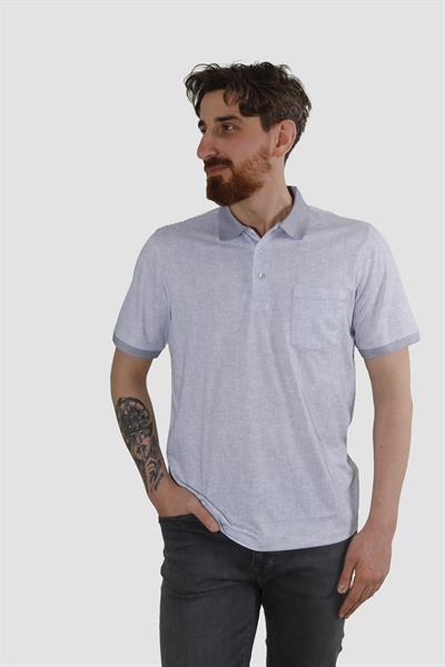 Erkek Polo Yaka Cepli Regular Fit Pamuklu Tişört 2514-GRİ
