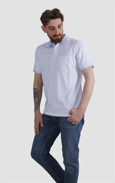 Erkek Polo Yaka Cepli Regular Fit Pamuklu Tişört 2514-MAVİ