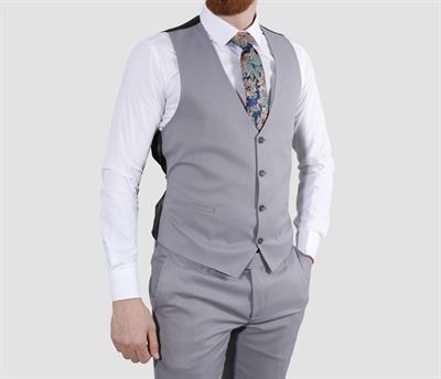 Erkek Armürlü Yelekli Slim Fit Takım Elbise 2810-GRİ