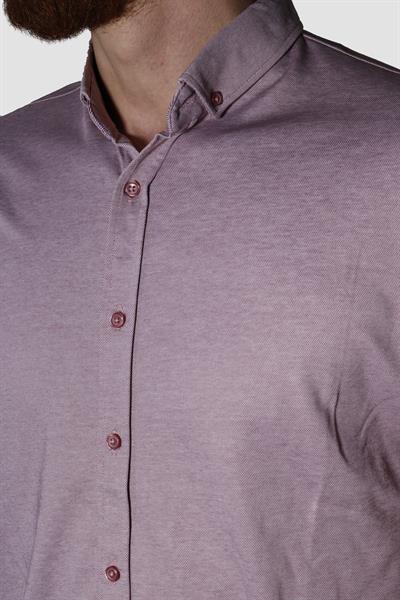 Erkek Kısa Kollu Nefes Alabilen Yazlık Pamuklu Slim Fit Gömlek 2910-G-GÜL