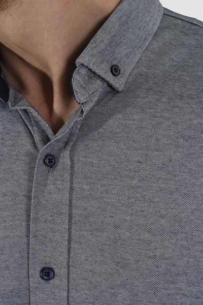 Erkek Kısa Kollu Nefes Alabilen Yazlık Pamuklu Slim Fit Gömlek 2910-G-LACİ MELANJ