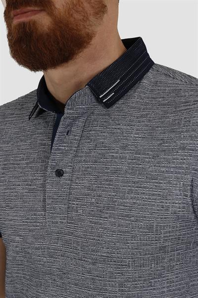 Erkek Polo Yaka Desenli Pamuklu Slim Fit Tişört 2976Y-LACİVERT