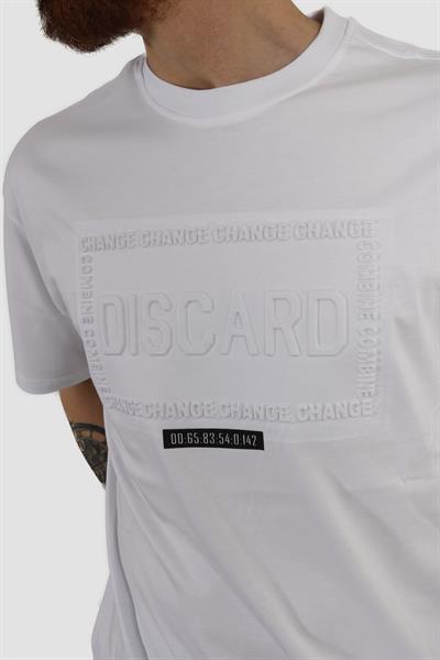 Erkek Bisiklet Yaka Baskılı Oversize Pamuklu Tişört  3064-BEYAZ