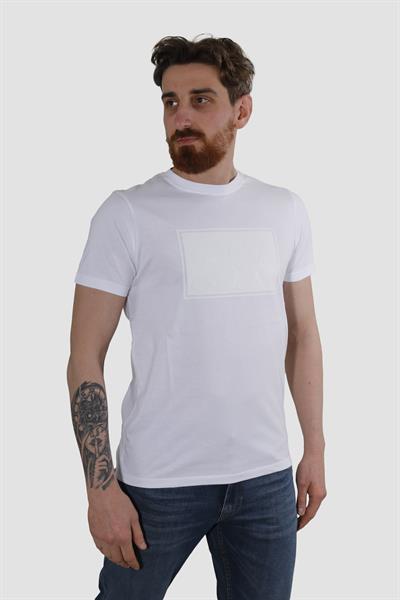 Erkek Bisiklet Yaka Gofre Ayı Baskılı Pamuklu Slim Fit Tişört 3115-BEYAZ