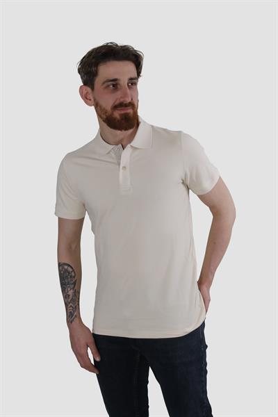 Erkek Polo Yaka Düz Pamuklu Slim Fit Tişört 3225Y-BEJ