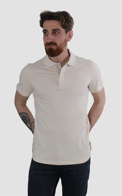 Erkek Polo Yaka Düz Pamuklu Slim Fit Tişört 3225Y-BEJ