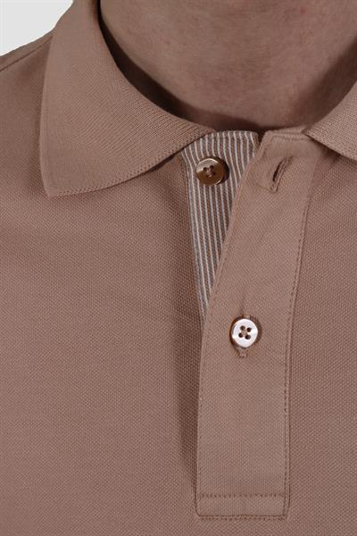 Erkek Polo Yaka Düz Pamuklu Slim Fit Tişört 3225Y-PUDRA