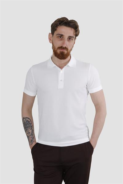 GLOBAY 3229Y HSK WF POLO YAKA T-SHIRT-BEYAZ