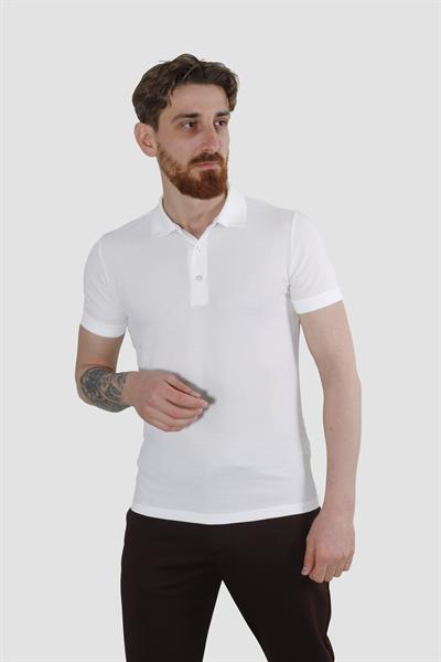 GLOBAY 3229Y HSK WF POLO YAKA T-SHIRT-BEYAZ