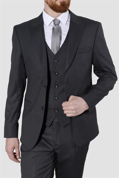 Erkek Desenli Yelekli Slim Fit Takım Elbise 6000Y-14GRİ