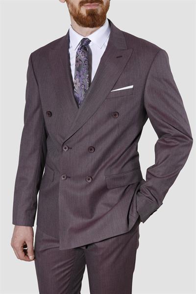 Erkek Çizgili Kruvaze Slim Fit Takım Elbise 6562-VİŞNE