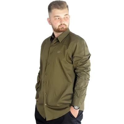 Erkek Battal Uzun Kol Pamuklu Regular Fit Gömlek  20351-HAKİ