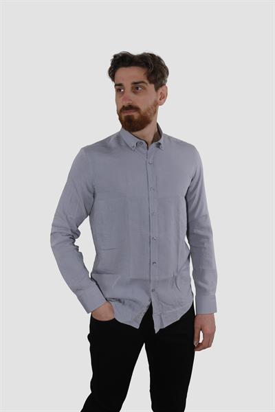 Erkek Pamuklu Dokuma Relax Fit Yazlık Gömlek G5033-GRİ