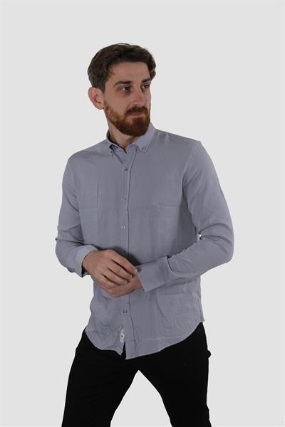 Erkek Pamuklu Dokuma Relax Fit Yazlık Gömlek G5033-GRİ