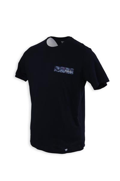 Erkek Baskılı İşlemeli Pamuklu Slim Fit Tişört T6021-LACİVERT
