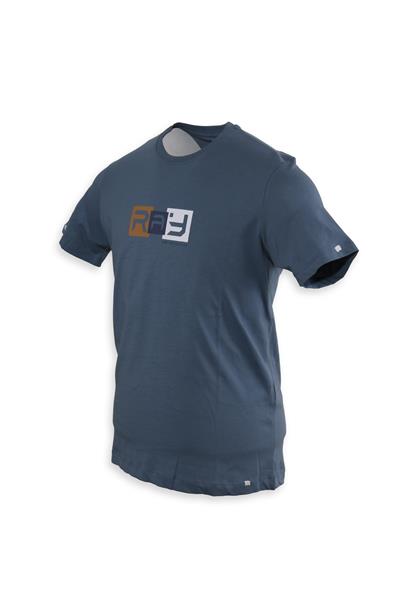 Erkek Bisiklet Yaka Baskılı Pamuklu Slim Fit Tişört T6023-KOYU MAVİ