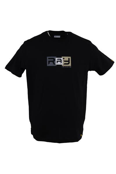 Erkek Bisiklet Yaka Baskılı Pamuklu Slim Fit Tişört T6023-SİYAH