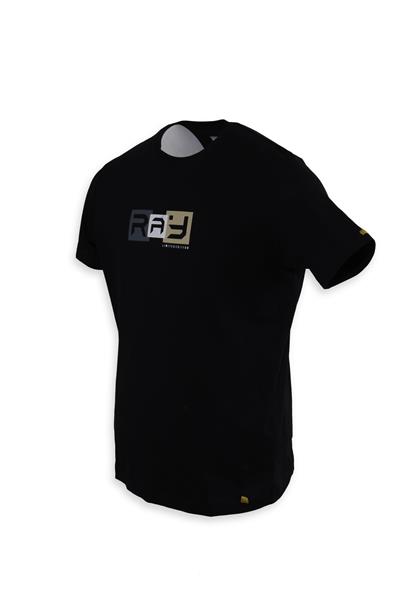 Erkek Bisiklet Yaka Baskılı Pamuklu Slim Fit Tişört T6023-SİYAH