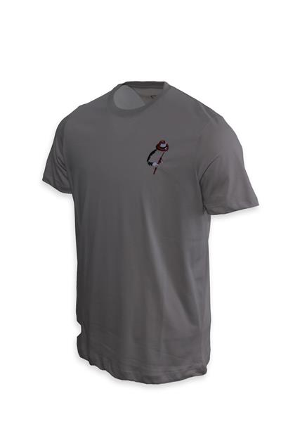 Erkek Nakış İşlemeli Pamuklu Slim Fit Tişört T6024-GRİ
