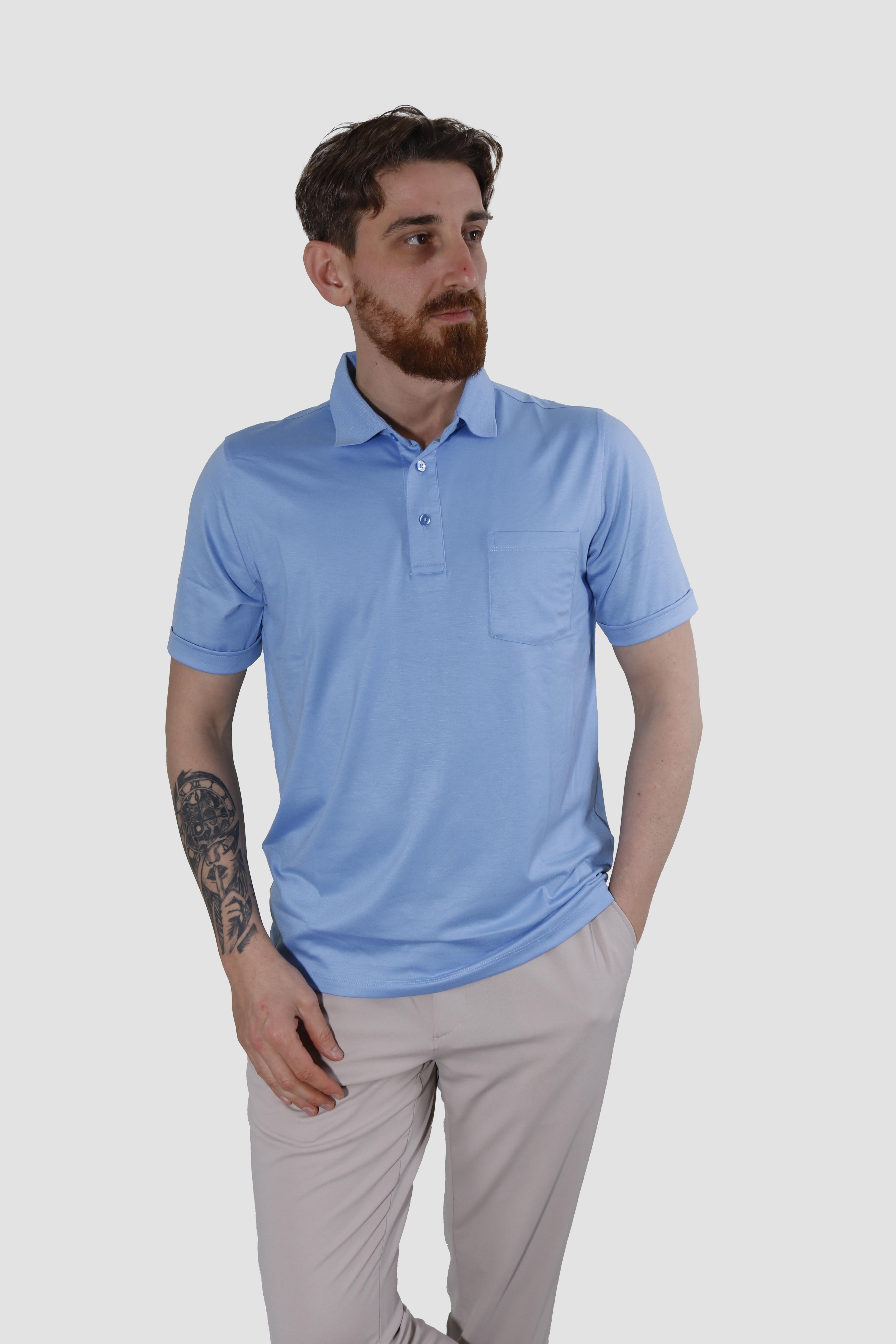 GLOBAY 2510 HSK DUZ POLO YAKA T-SHIRT-MAVİ