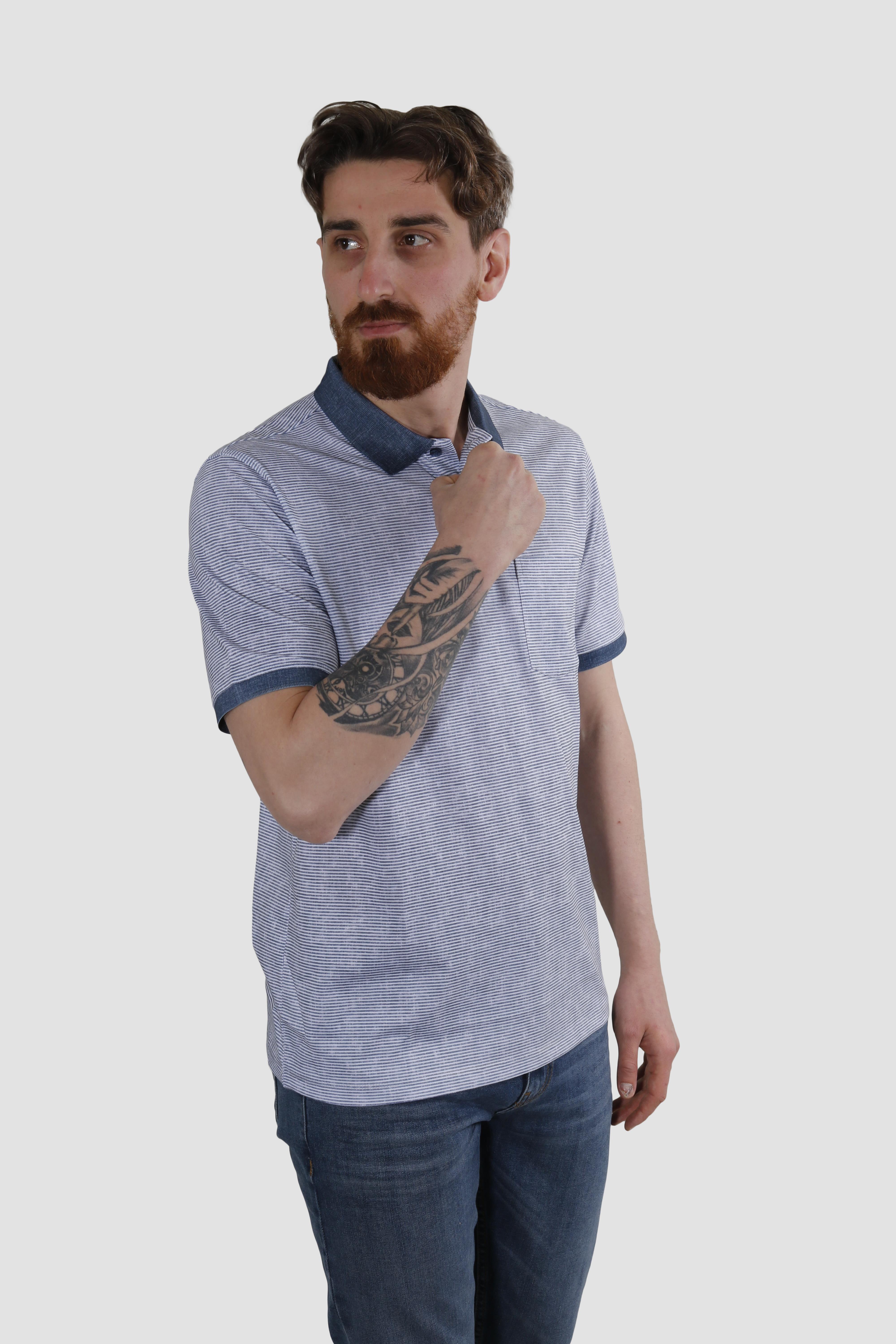 GLOBAY 2514 HSK MERSERIZE P.YAKA T-SHIRT-LACİVERT