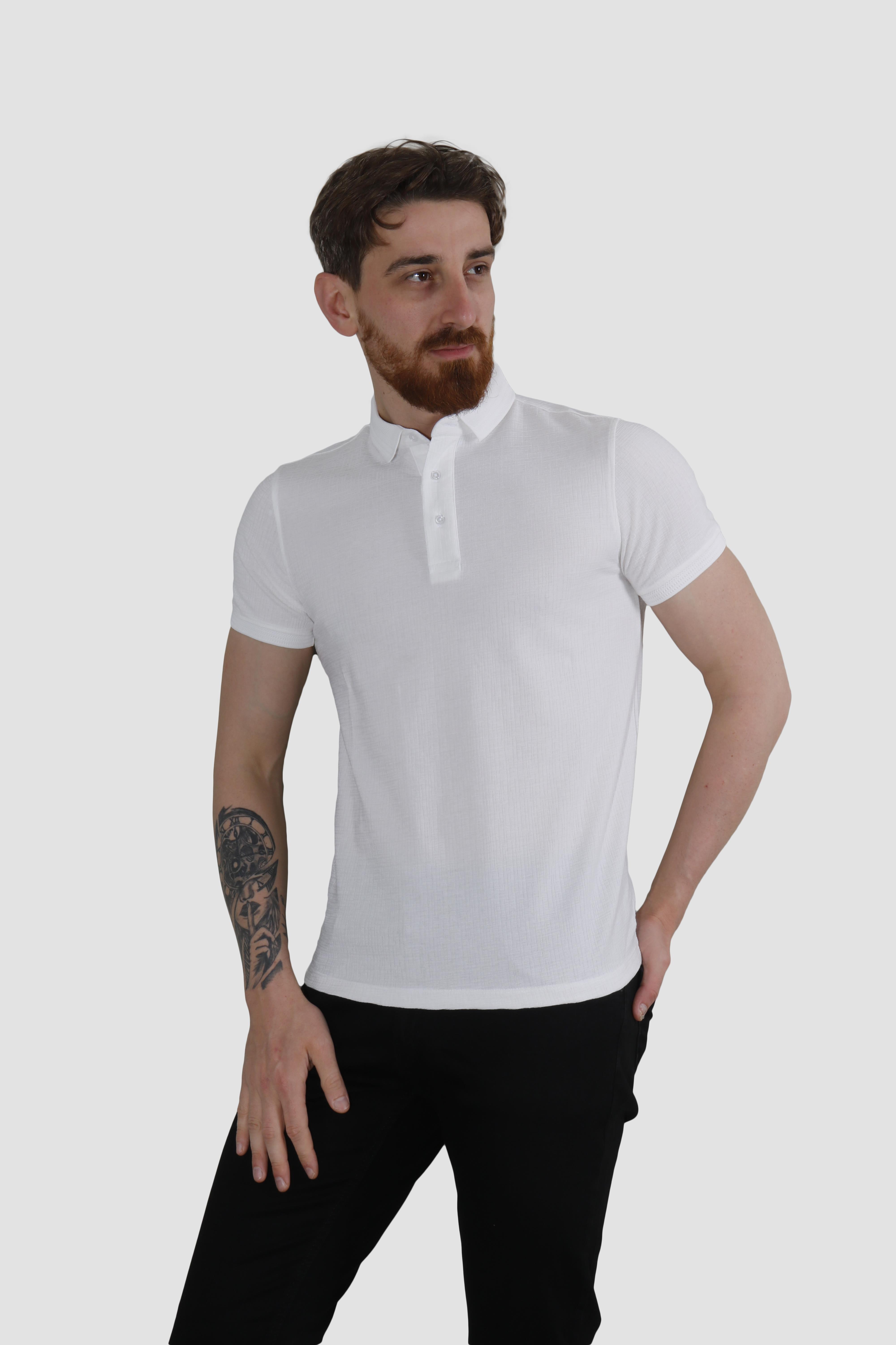 GLOBAY 2976Y HSK POLO YAKA T-SHIRT-BEYAZ