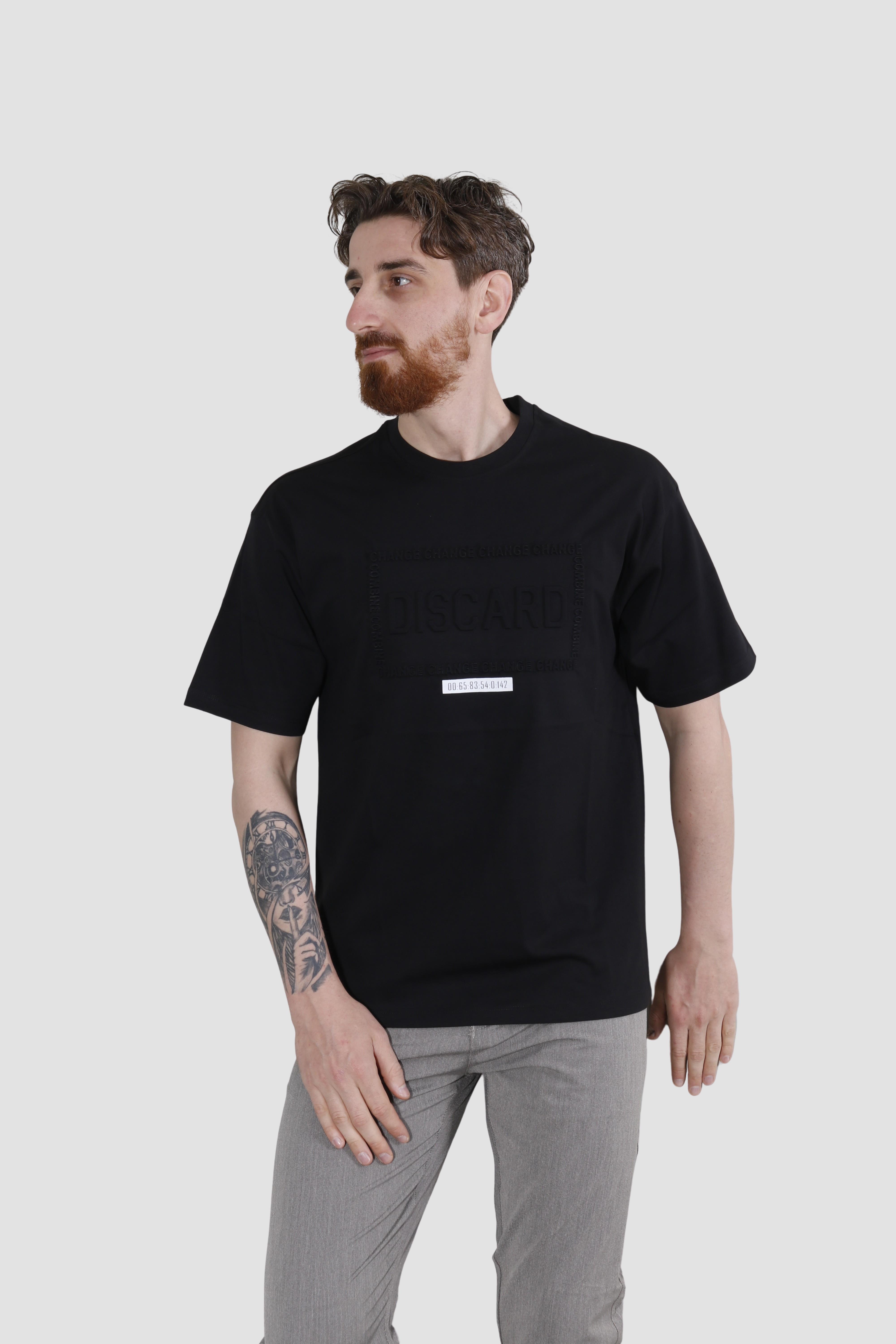 GLOBAY 3064 HSK BASKILI OVERSIZE T-SHIRT-SİYAH
