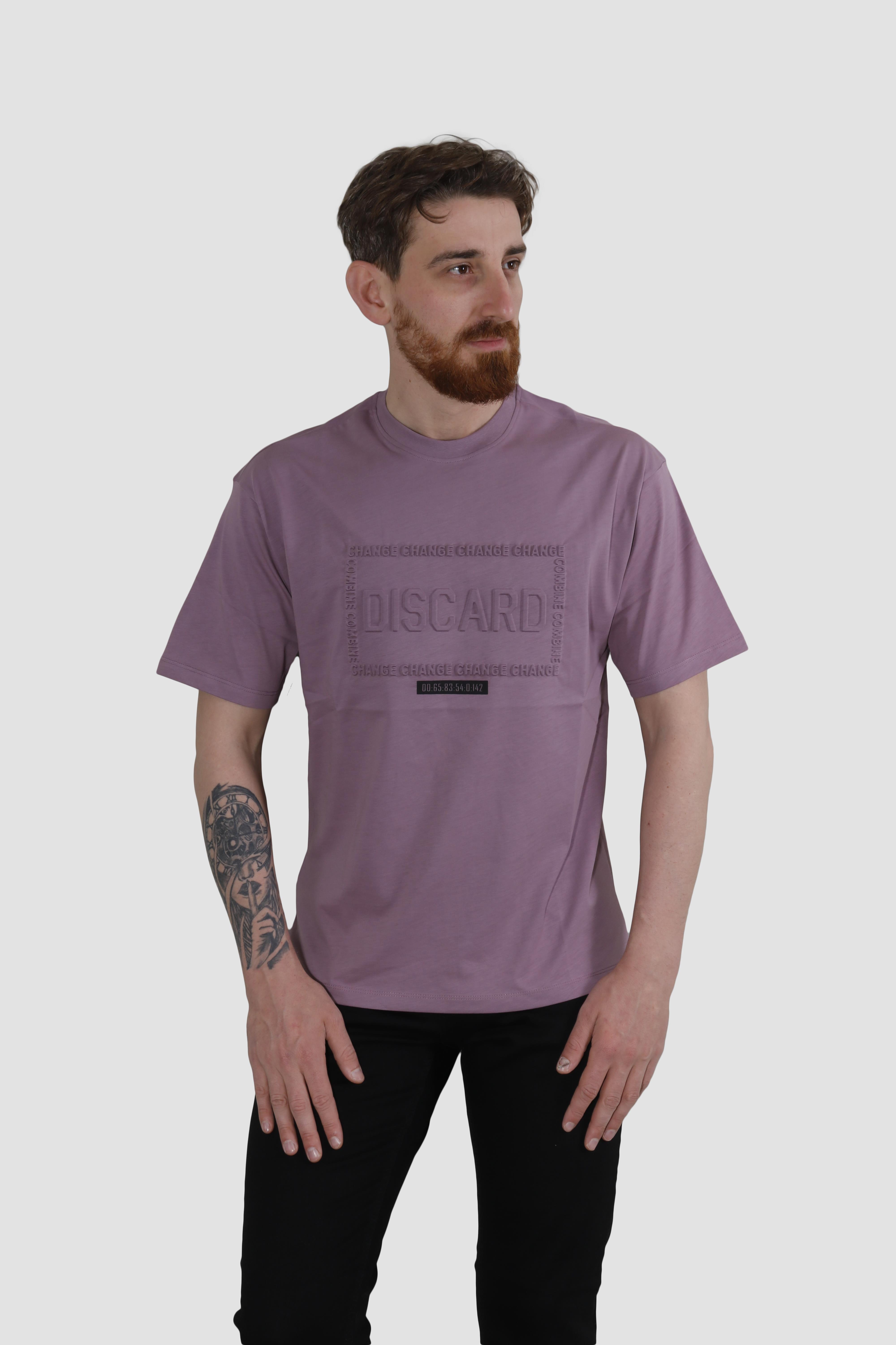 GLOBAY 3064 HSK BASKILI OVERSIZE T-SHIRT-LİLA