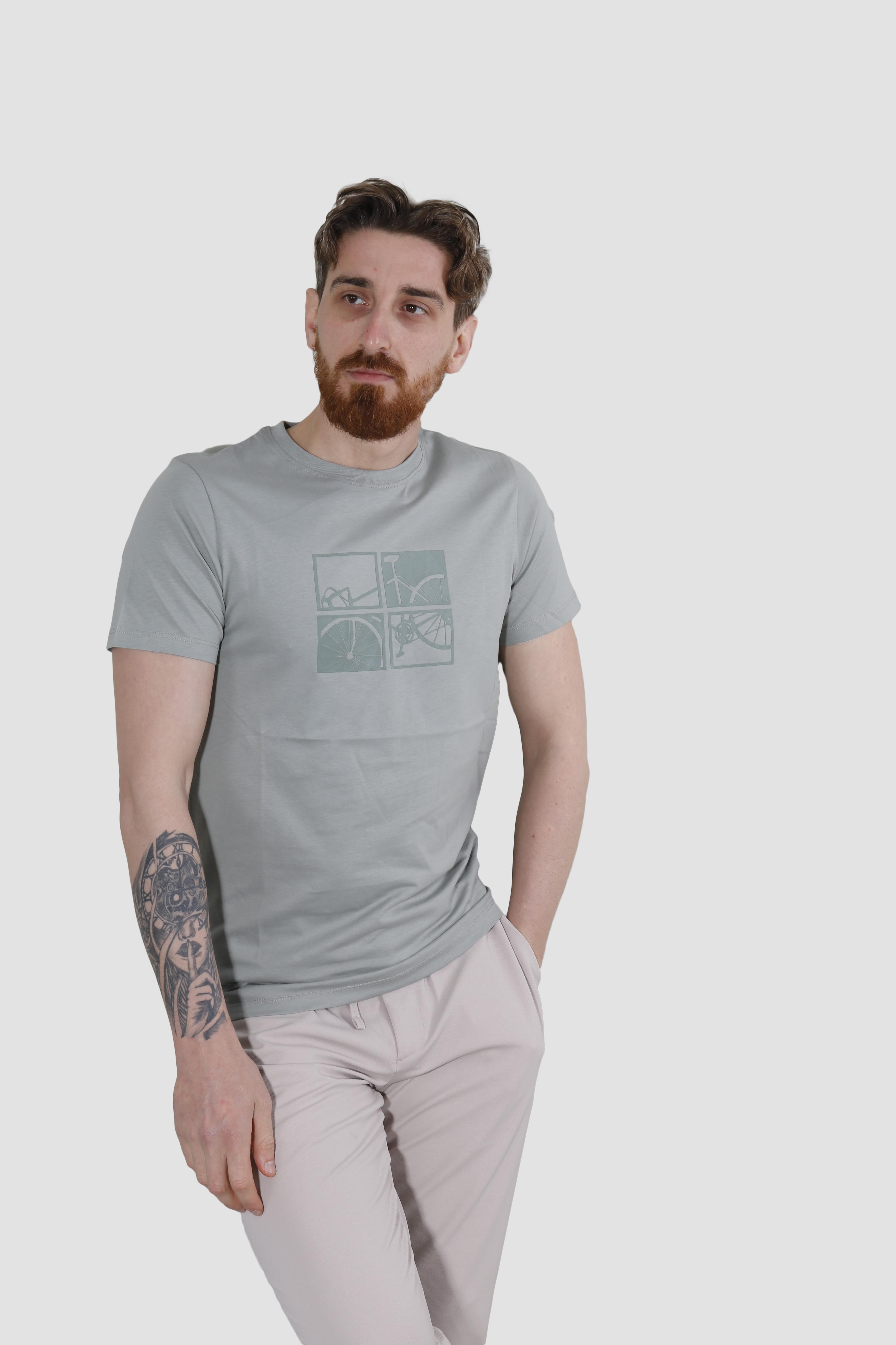 GLOBAY 3107 HSK BASKILI T-SHIRT-HAKİ