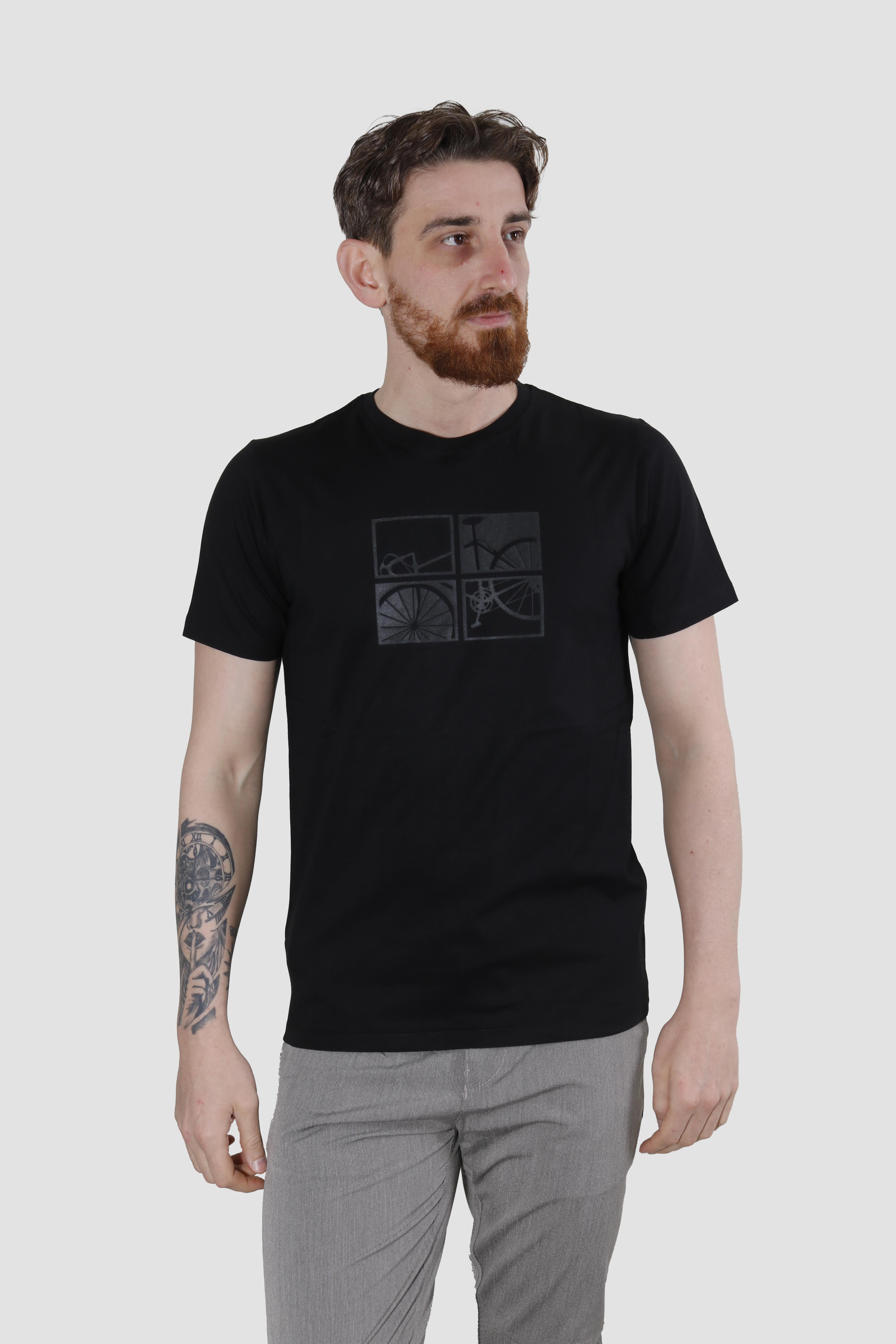 GLOBAY 3107 HSK BASKILI T-SHIRT-SİYAH