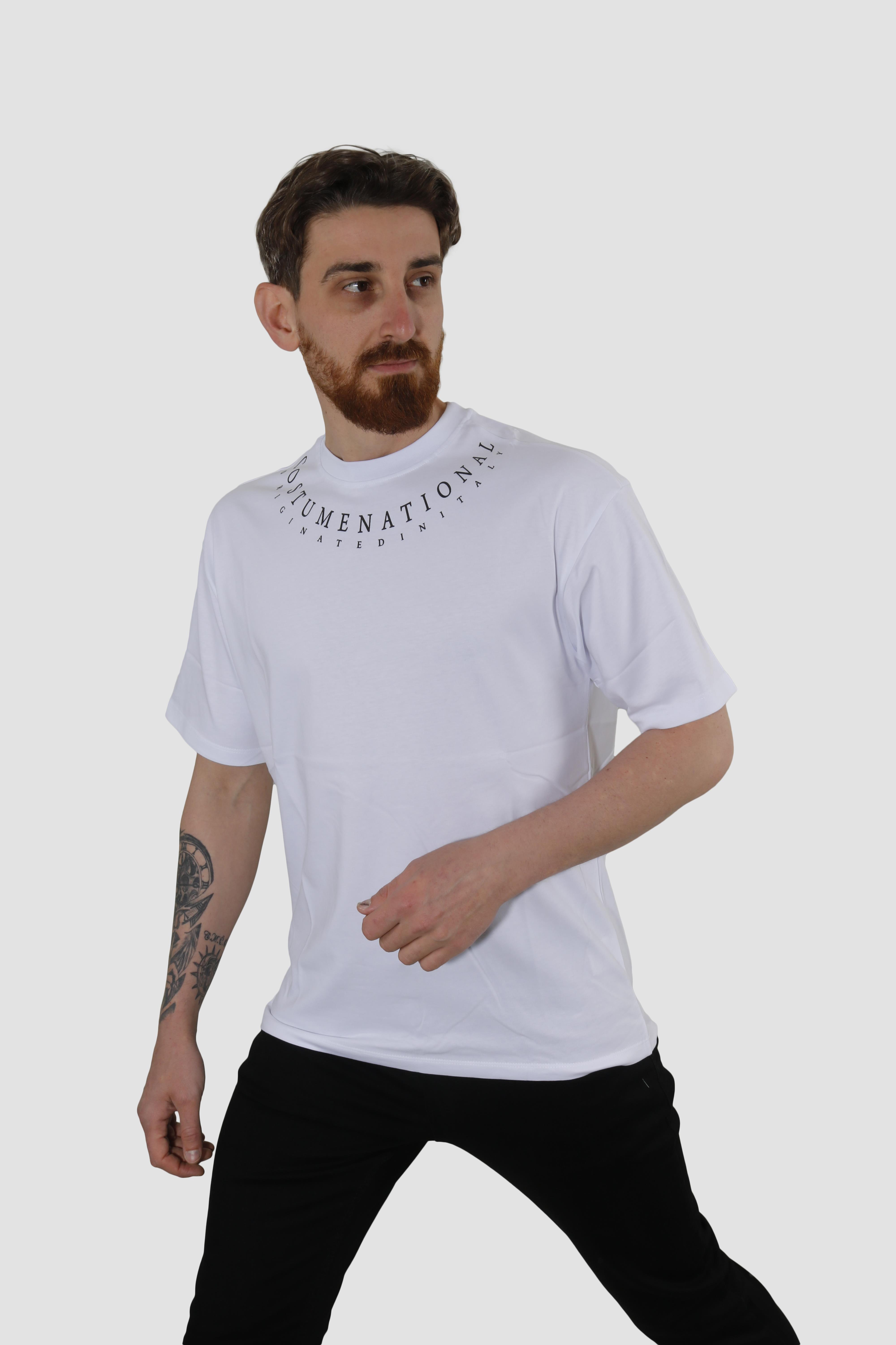 GLOBAY 3125 HSK OVERSIZE BASKILI T-SHIRT-BEYAZ