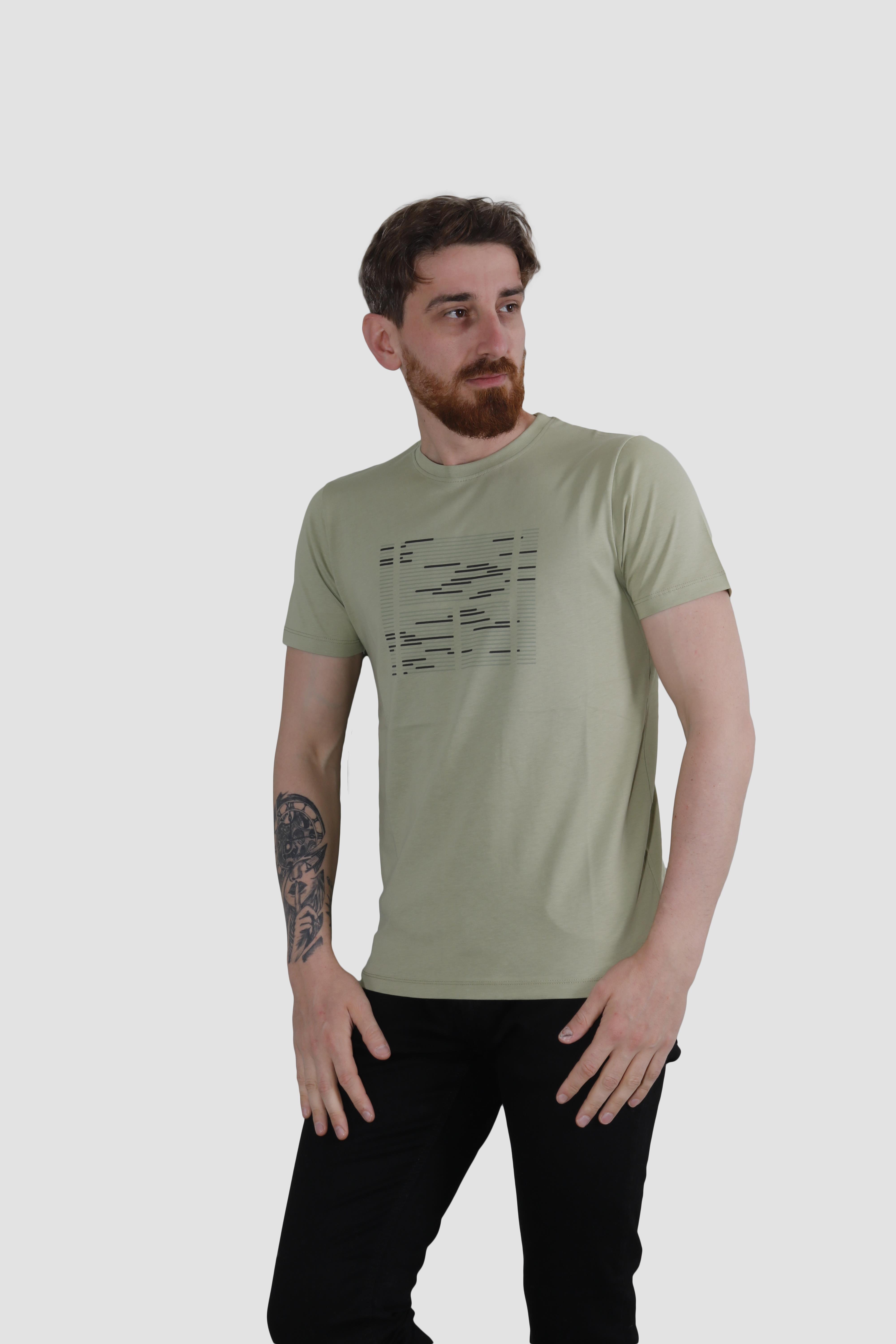 GLOBAY 3170 HSK BASKILI PENYE T-SHIRT-YEŞİL