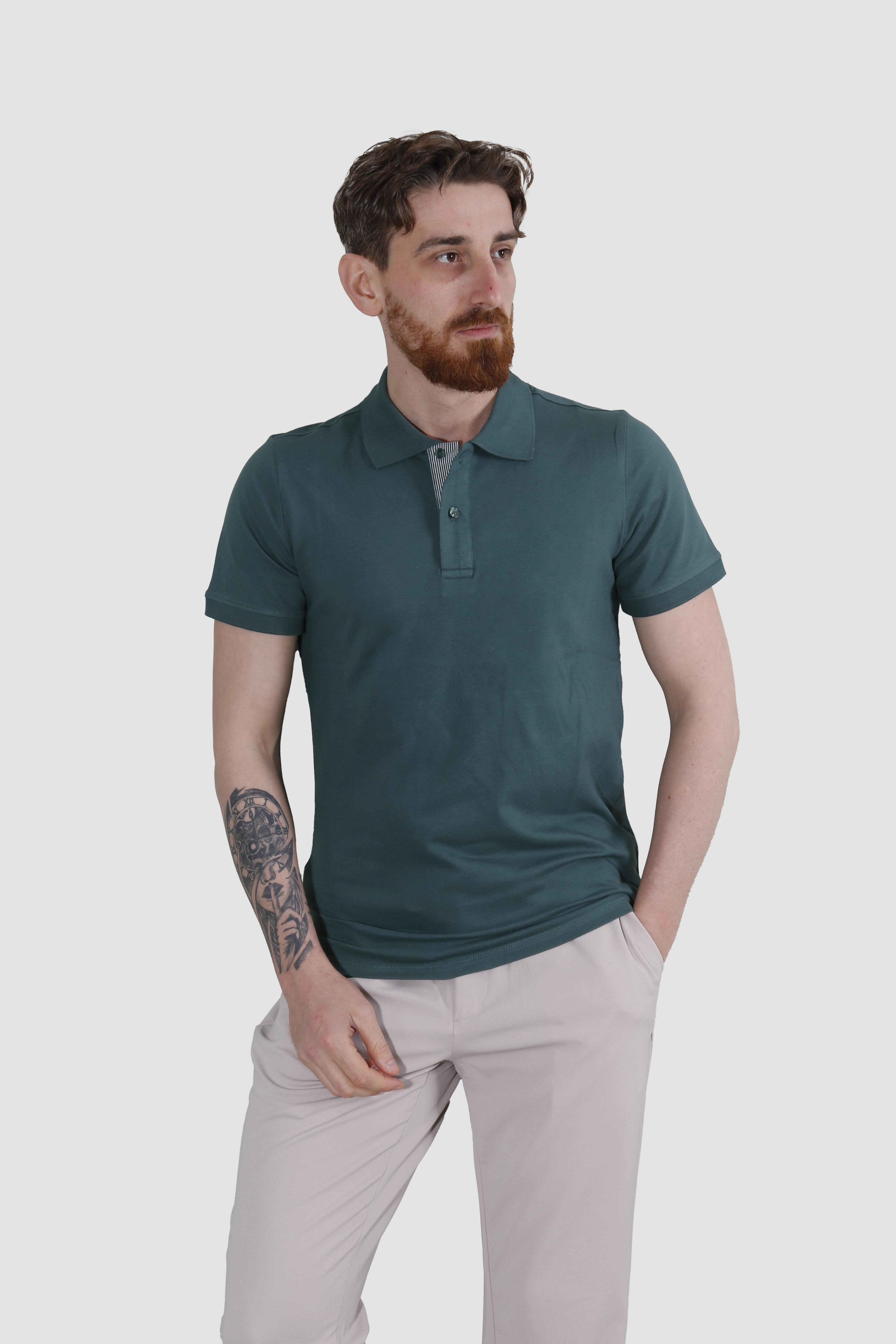 GLOBAY 3225Y HSK POLO YAKA T-SHIRT-KOYU YEŞİL