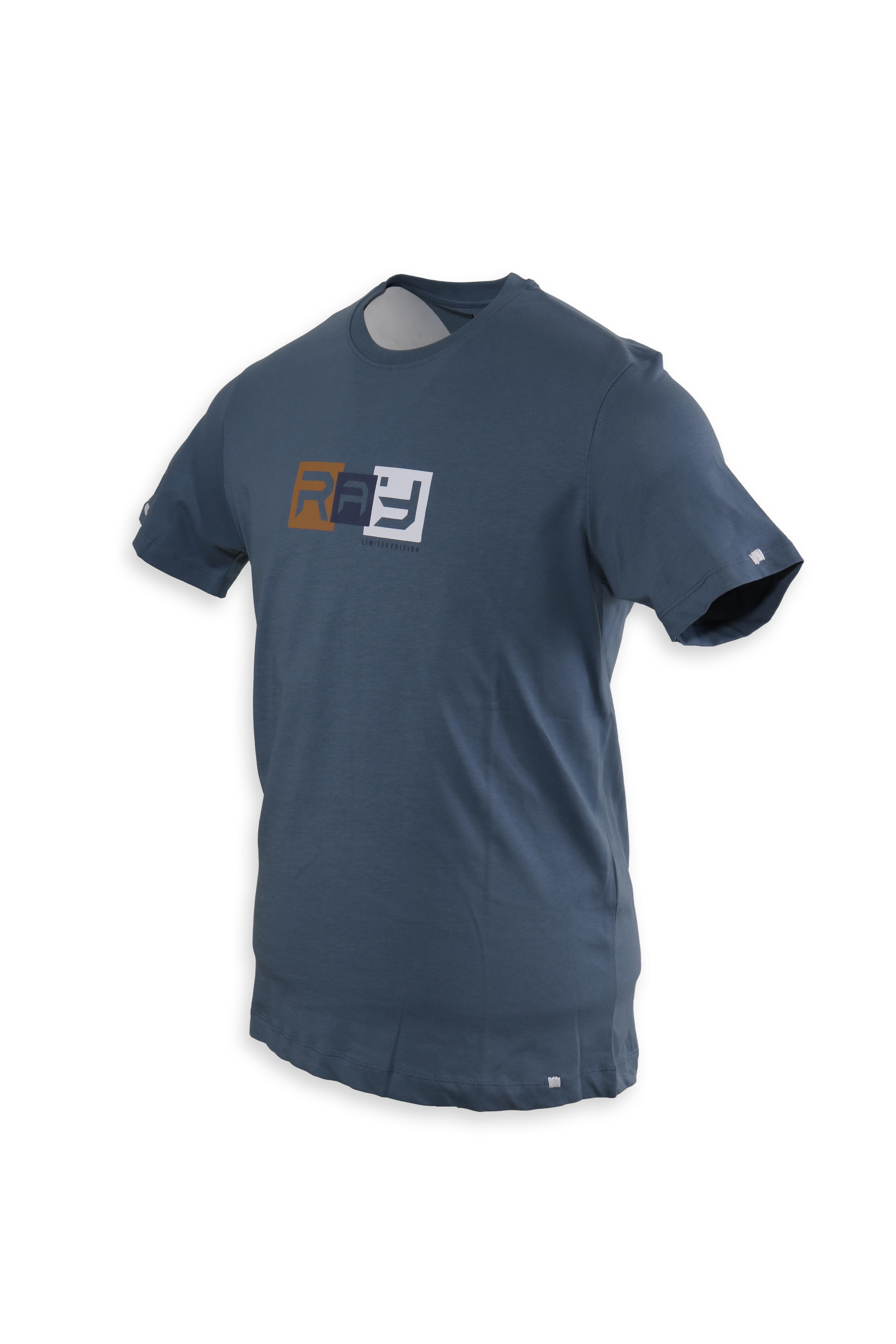 RAYMONS T6023 BASKILI EL ISI T-SHIRT-KOYU MAVİ