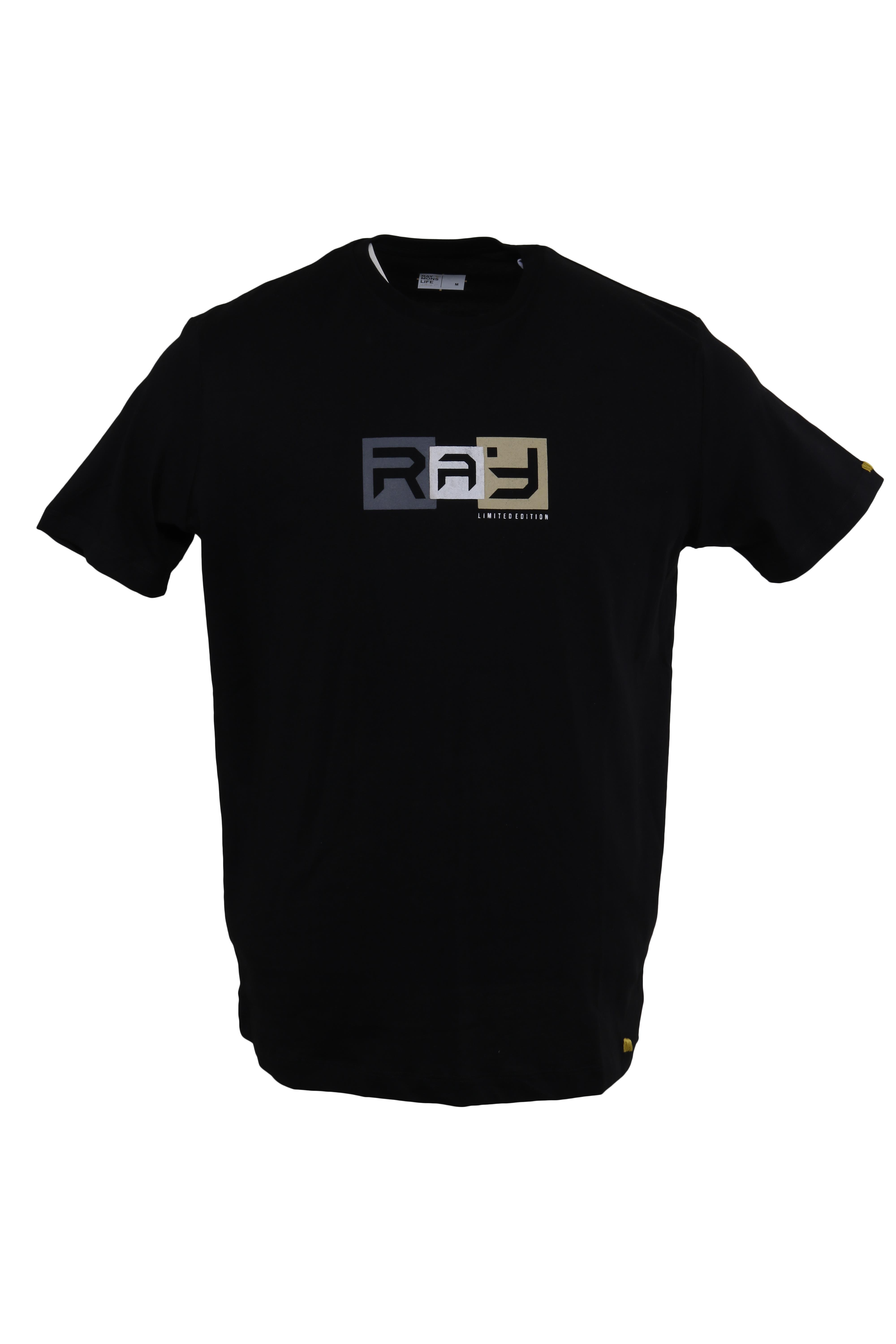 RAYMONS T6023 BASKILI EL ISI T-SHIRT-SİYAH