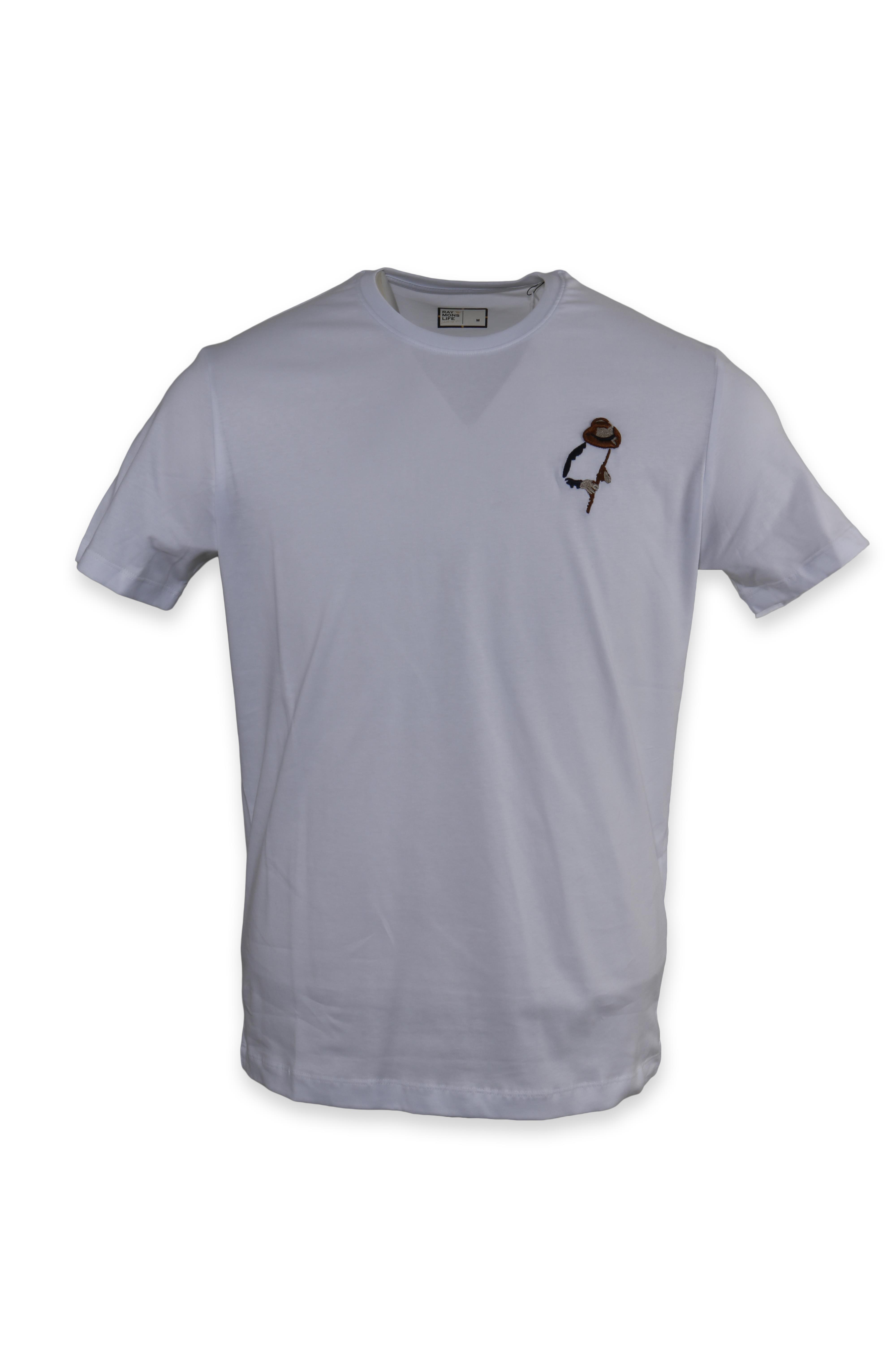 RAYMONS T6024 NAKIS ISLEMELI T-SHIRT-BEYAZ