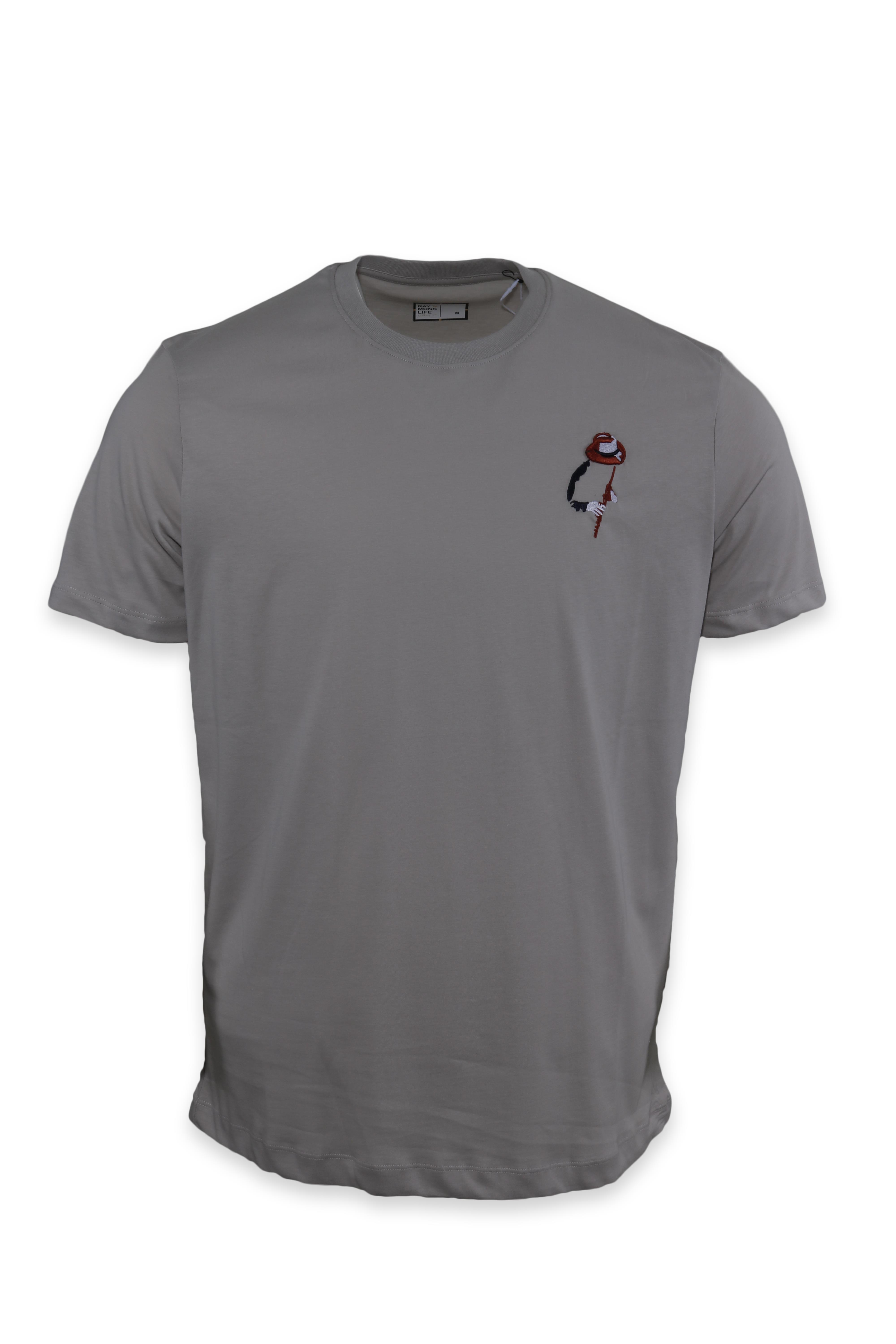 RAYMONS T6024 NAKIS ISLEMELI T-SHIRT-GRİ