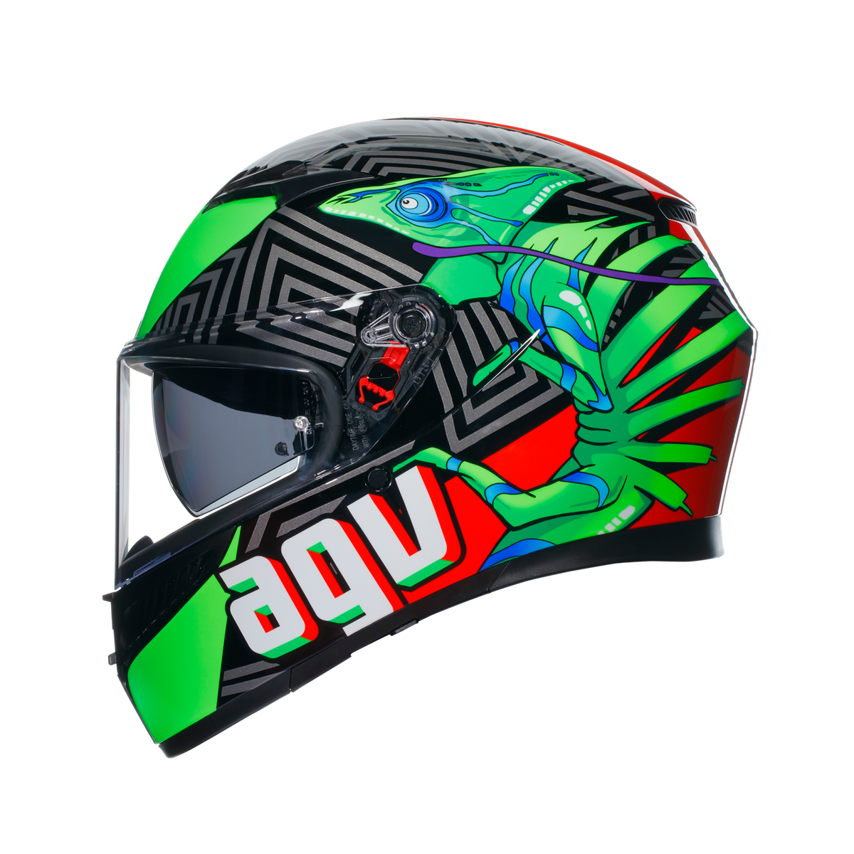 Agv K3 Kamaleon Black Red Green Kapalı Kask