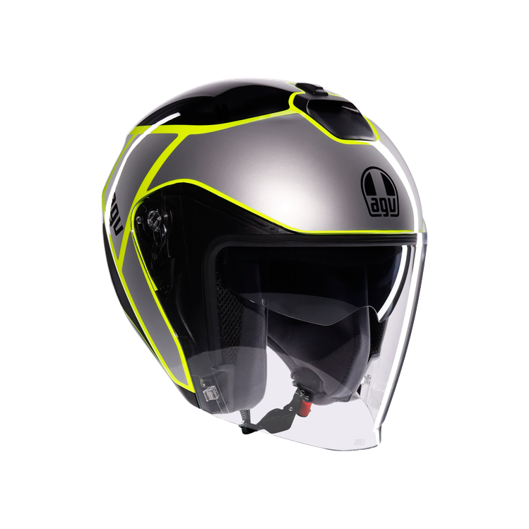 AGV KASK/IRIDES DAVAO BLACK  GREY YELLOW FLUO.