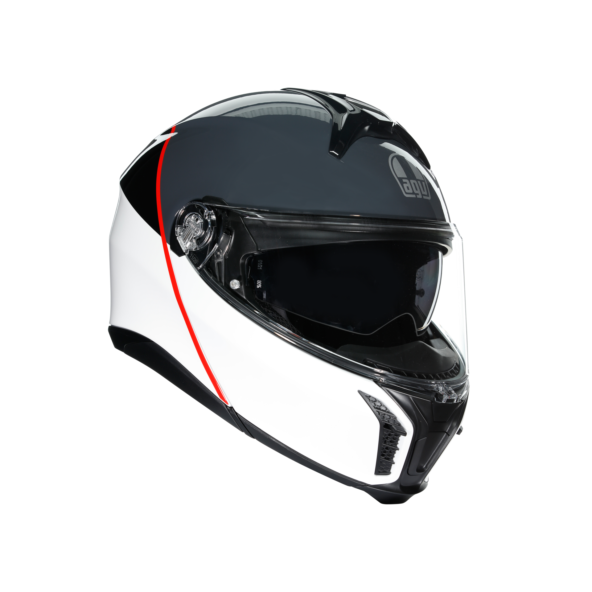 Agv Tourmodular Mlt Balance White Grey Red Çene Açılır Kask