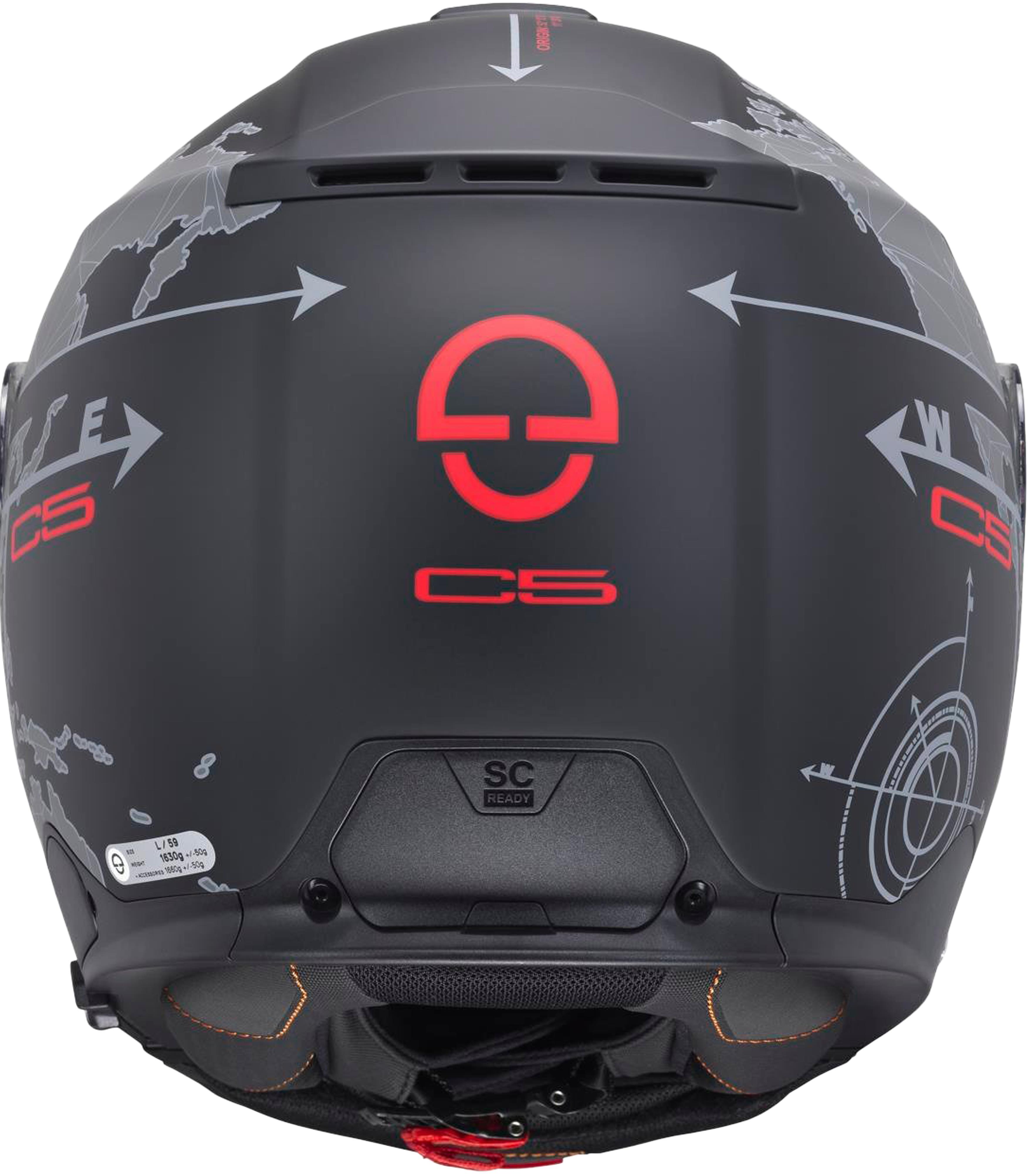 C5 Çene Açılır Motosiklet Kaskı Globe Black