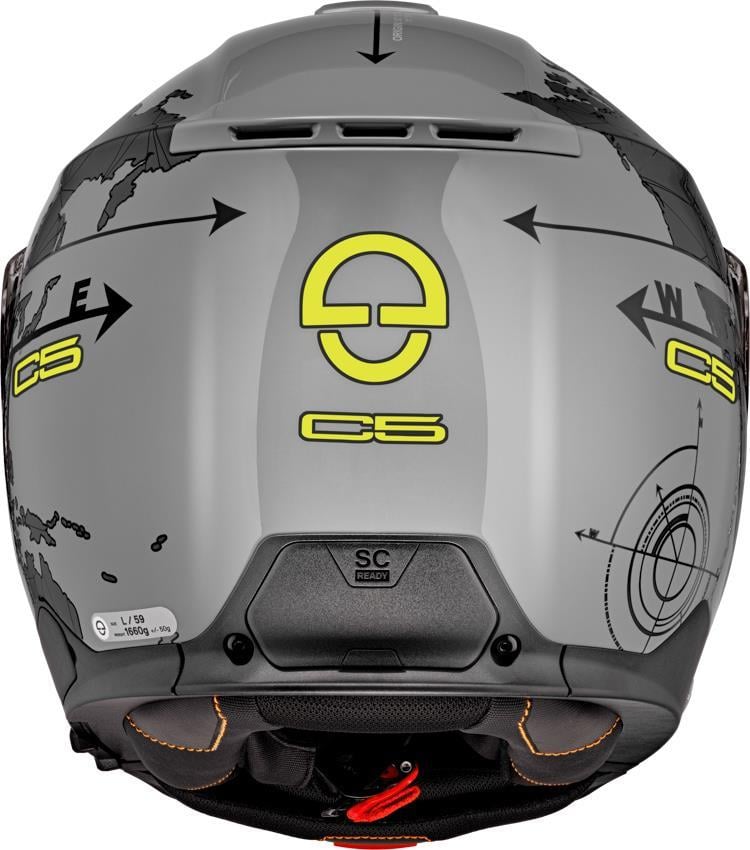 C5 Çene Açılır Motosiklet Kaskı Globe Grey