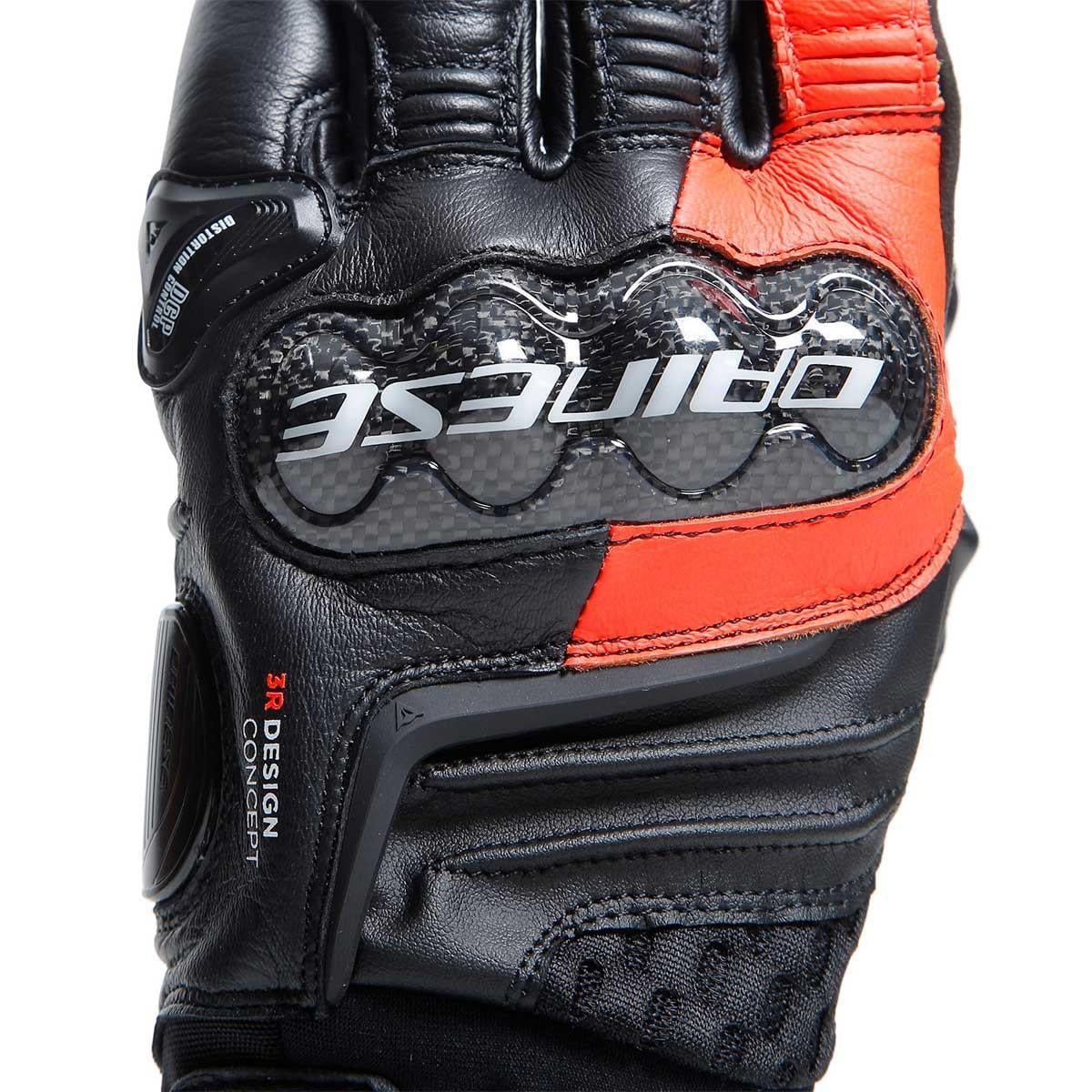 Dainese Carbon 4 Short Black Fluo Red Deri Eldiven