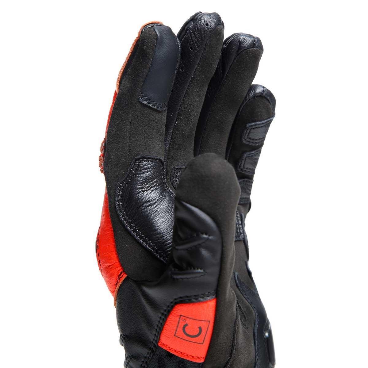 Dainese Carbon 4 Short Black Fluo Red Deri Eldiven