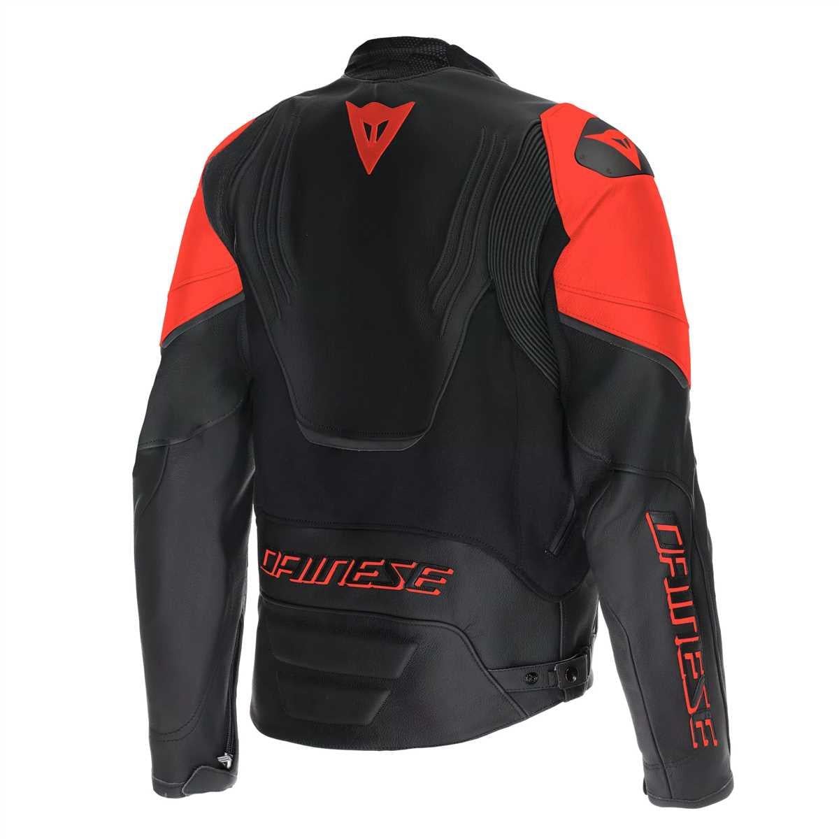 DAINESE CEKET RACING 5 LEATHER BLK BLK RED FLUO